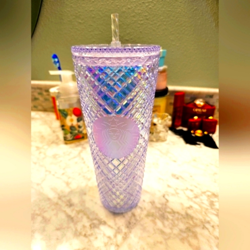 STARBUCKS IRIDESCENT UNICORN BLING DIAMOND CUT JEWEL TUMBLER - Picture 4 of 16